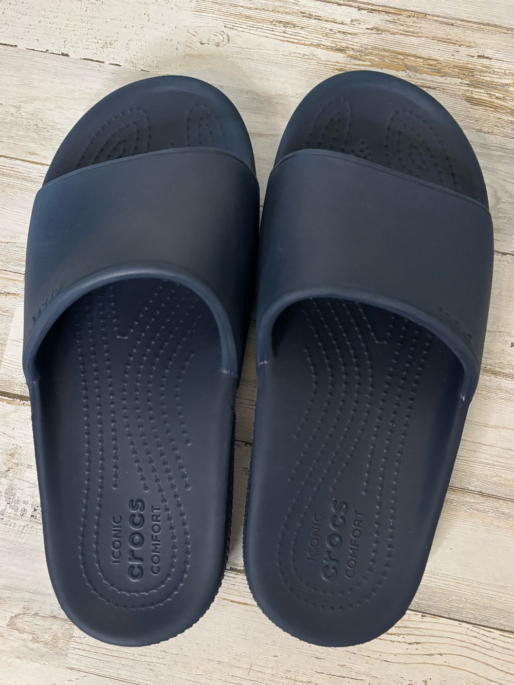 Crocs Classic Iconic Comfort Blue Slides Sandals Unisex Women's 6